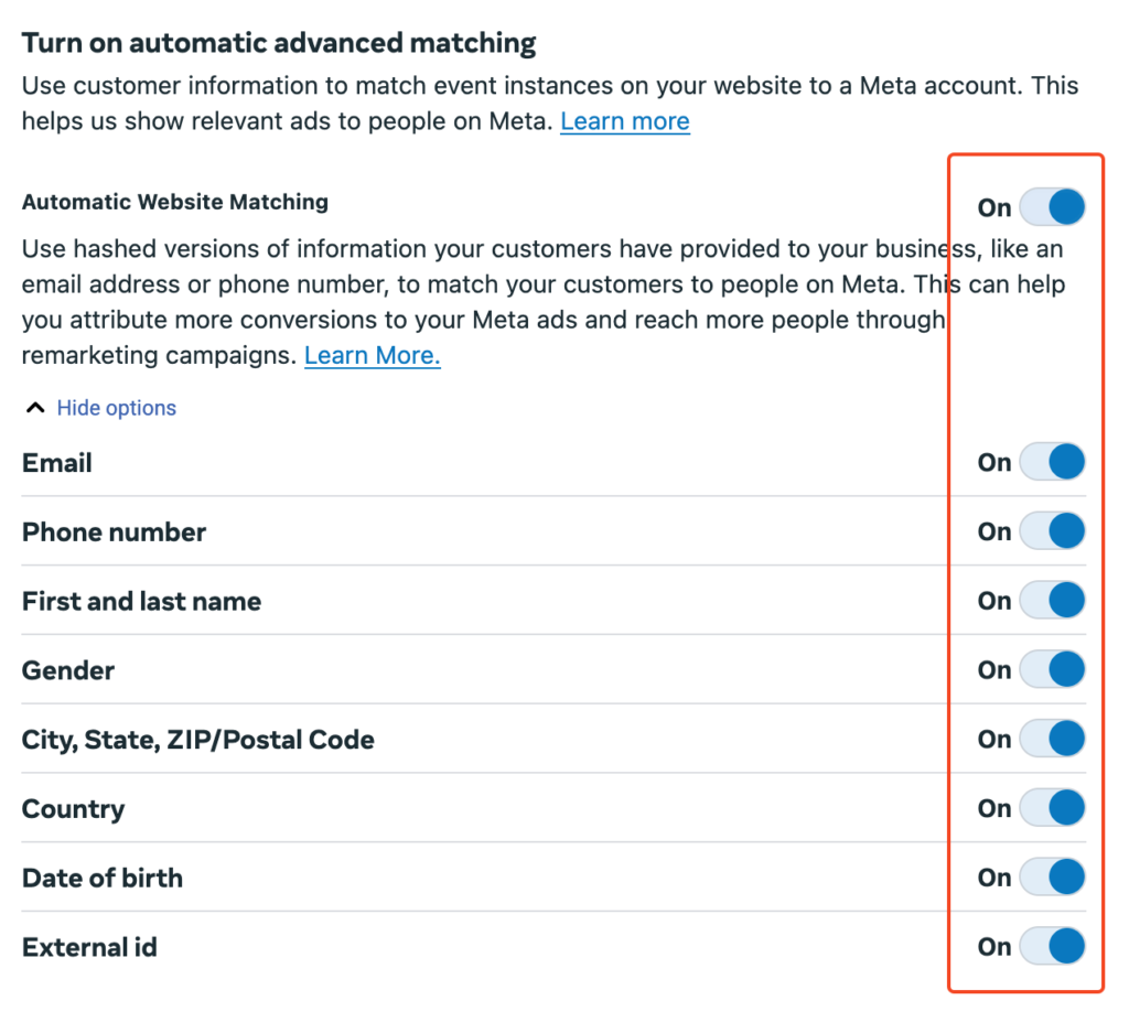 Automatic website matching 2