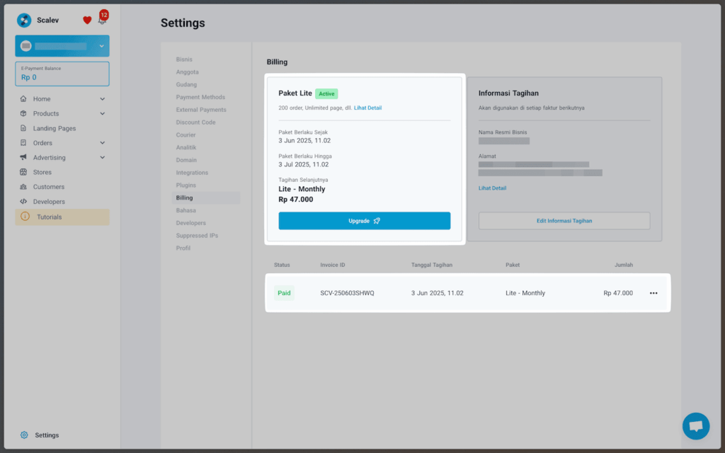 Upgrade paket scalev 5