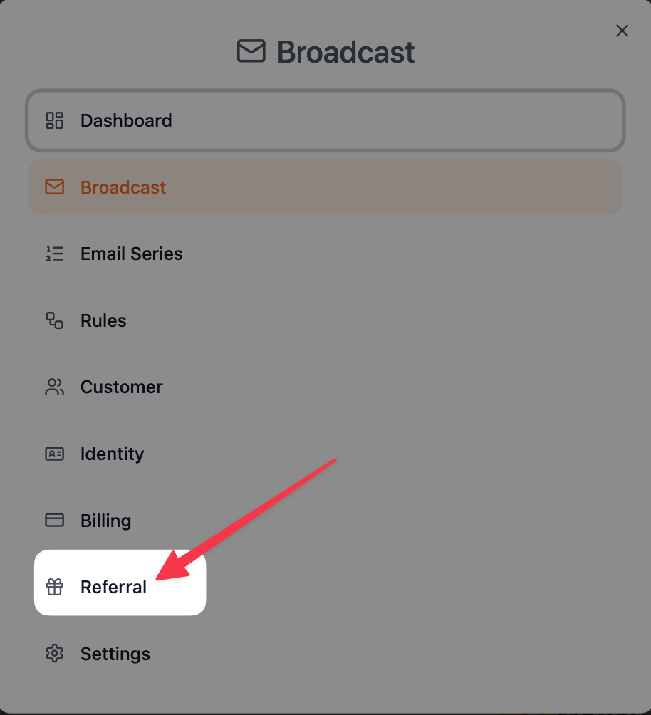 Pilih dan klik menu Referral