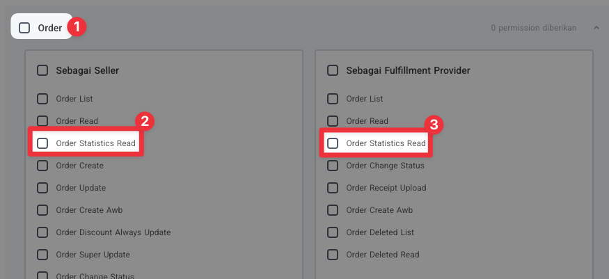 Hilangkan centang Order Statistics read